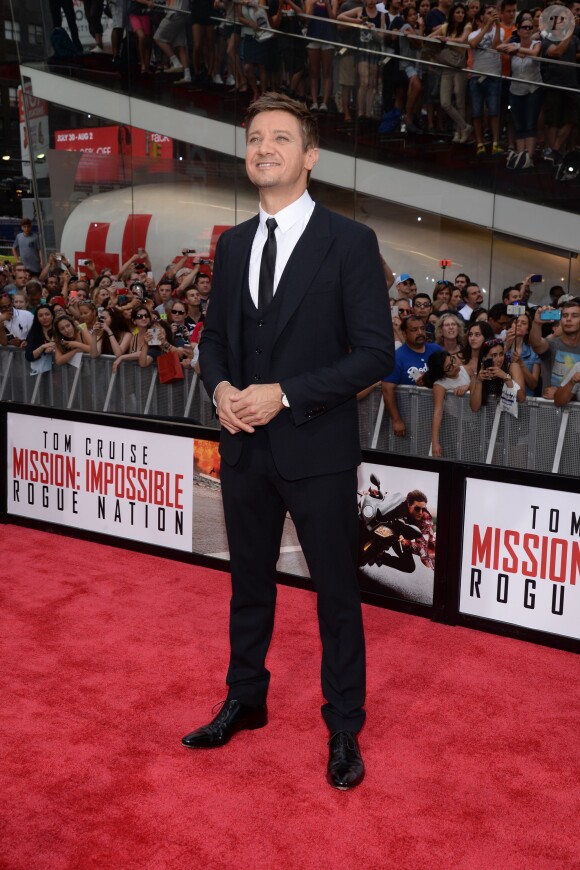 Jeremy Renner à la première de "Mission Impossible: Rogue Nation" à New York, le 27 juillet 2015.