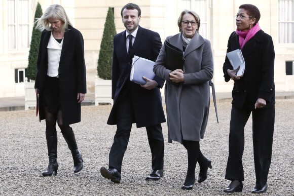 Emmanuel Macron, Marylise Lebranchu et George Pau-Langevin - Traditionnel petit-déjeuner de rentrée du gouvernement au Palais de l'Elysée à Paris le 4 janvier 2016. ©Stéphane Lemouton/Bestimage