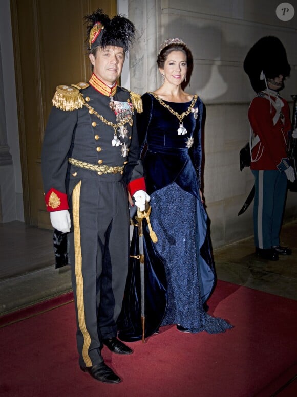 La princesse Mary et le prince Frederik de Danemark lors de la réception du Nouvel An à Amalienborg, le 1er janvier 2016.