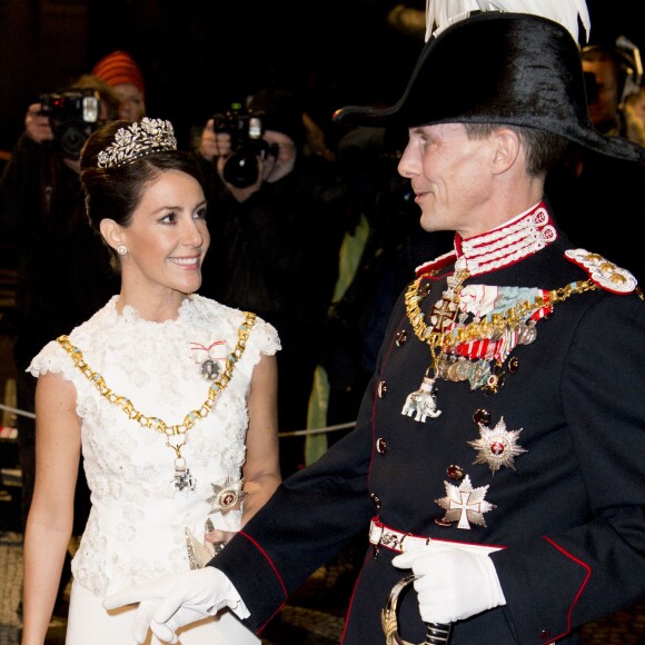 La princesse Marie et le prince Joachim de Danemark lors de la réception du Nouvel An à Amalienborg, le 1er janvier 2016.