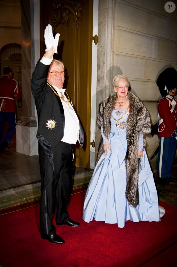 Le prince consort Henrik et la reine Margrethe II de Danemark lors de la réception du Nouvel An à Amalienborg, le 1er janvier 2016.