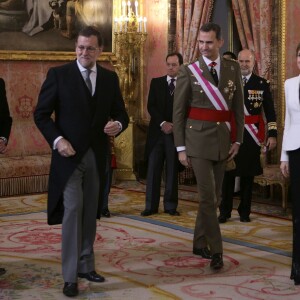 Le roi Felipe VI et la reine Letizia d'Espagne lors de la Pâque militaire le 6 janvier 2016 au palais du Pardo, à Madrid.