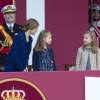 La princesse Leonor des Asturies et l'infante Sofia d'Espagne lors de la Fête nationale espagnole le 12 octobre 2015 à Madrid.
