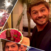 Christophe Beaugrand amusé par son gâteau d'anniversaire très coquin !