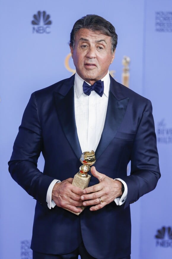 Sylvester Stallone, meilleur acteur dans un second rôle pour Creed - Press Room lors de la 73e cérémonie annuelle des Golden Globe Awards à Beverly Hills, le 10 janvier 2016. © Olivier Borde/Bestimage