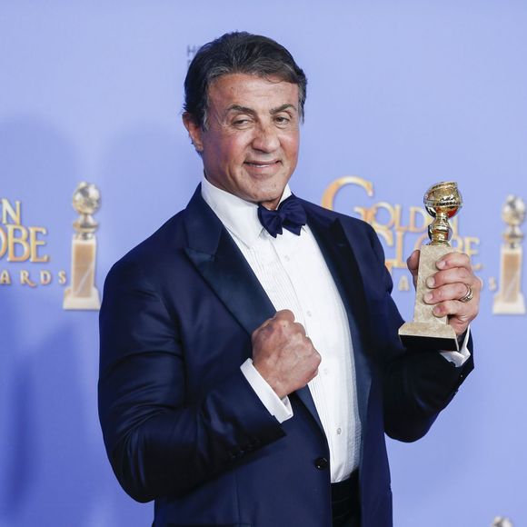 Sylvester Stallone, meilleur acteur dans un second rôle pour Creed - Press Room lors de la 73e cérémonie annuelle des Golden Globe Awards à Beverly Hills, le 10 janvier 2016. © Olivier Borde/Bestimage