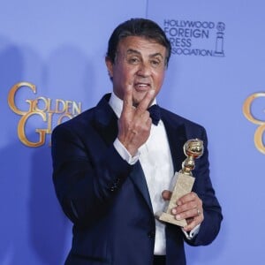 Sylvester Stallone, meilleur acteur dans un second rôle pour Creed - Press Room lors de la 73e cérémonie annuelle des Golden Globe Awards à Beverly Hills, le 10 janvier 2016. © Olivier Borde/Bestimage