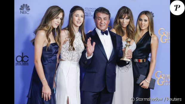 Sylvester Stallone, sa femme Jennifer Flavin et leurs filles Sophia, Sistine et Scarlet - Il est le meilleur acteur dans un second rôle pour Creed