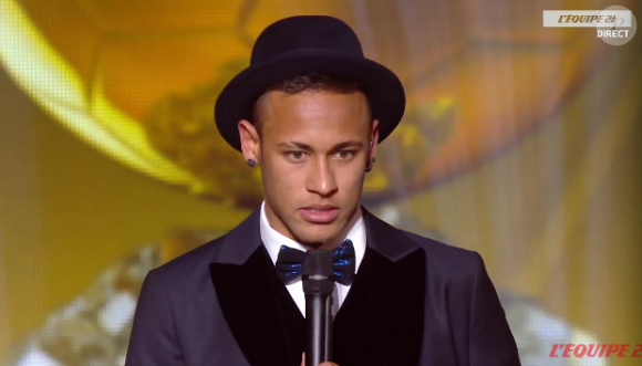 Neymar lors du Ballon d'or 2015 à Zurich le 11 janvier 2016.