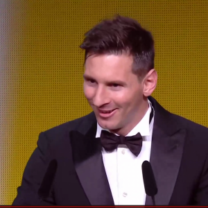 Lionel Messi lors du Ballon d'or 2015 à Zurich le 11 janvier 2016.