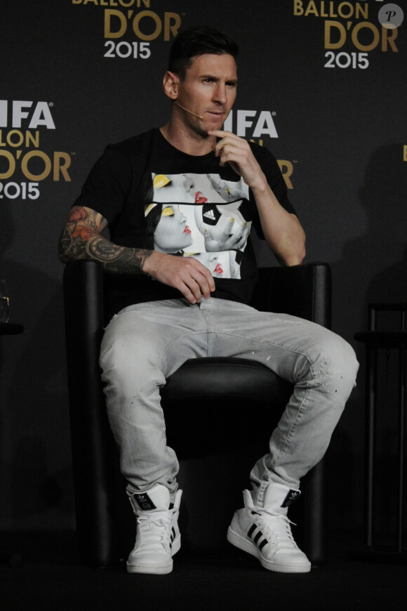 Lionel Messi lors du Ballon d'or 2015 à Zurich le 11 janvier 2016.