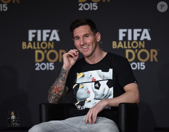 Lionel Messi lors du Ballon d'or 2015 à Zurich le 11 janvier 2016.
