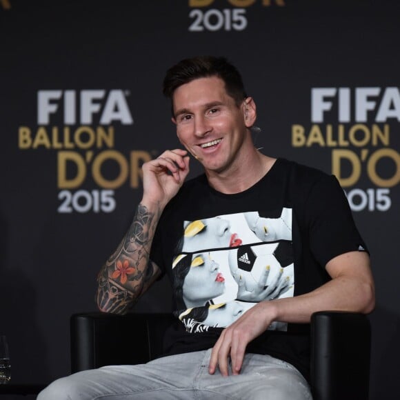 Lionel Messi lors du Ballon d'or 2015 à Zurich le 11 janvier 2016.