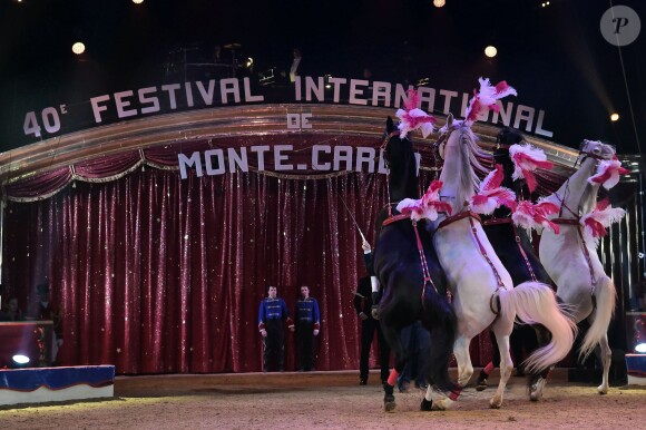 Flavio Togni et ses chevaux - 40ème Festival International du Cirque de Monte-Carlo au chapiteau de Fontvieille à Monaco, le 14 janvier 2016. © Gaetan Luci/Pool Monaco/Bestimage  Gala evening of the 40th Monte-Carlo International Circus Festival, in Monaco, January 14, 2016.14/01/2016 - Monte-Carlo