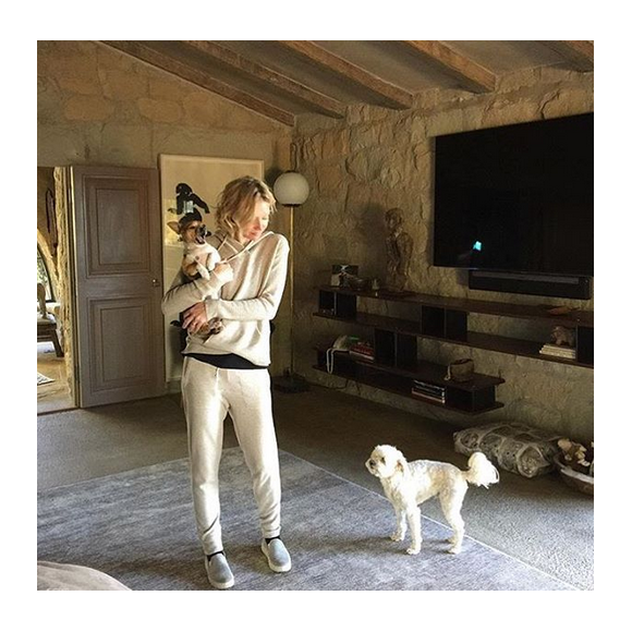 Portia de Rossi et ses chiens Augit et Wold. Photo publiée sur Instagram au mois de decembre 2015.