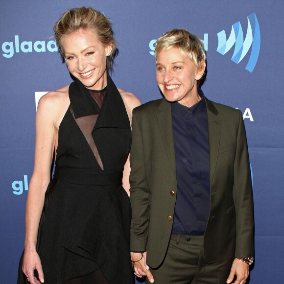 Ellen DeGeneres et sa femme Portia de Rossi - People lors de la 26ème cérémonie des GLAAD Media Awards à Beverly Hills, le 21 mars 2015.