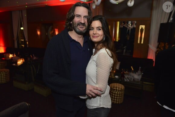 Fréderic Beigbeder et sa femme Lara Micheli lors de la soirée AClub au restaurant L'Avenue, Paris, le 14 janvier 2016.