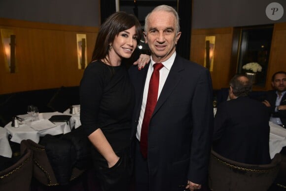 Alain Terzian et Albane Cléret lors de la soirée AClub au restaurant L'Avenue, Paris, le 14 janvier 2016.