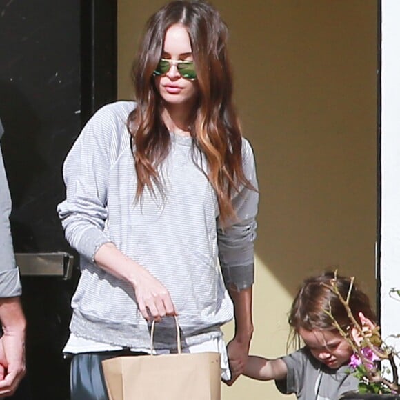 Exclusif - Alors que le couple est en instance de divorce, Brian Austin Green et Megan Fox sont allés déjeuner avec leur fils Noah dans un restaurant à Los Angeles. Le 17 janvier 2016