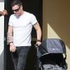 Exclusif - Alors que le couple est en instance de divorce, Brian Austin Green et Megan Fox sont allés déjeuner avec leur fils Noah dans un restaurant à Los Angeles. Le 17 janvier 2016