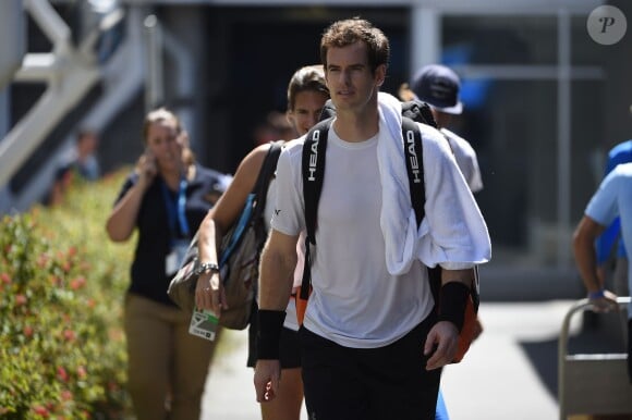 Andy Murray avec sa coach Amélie Mauresmo à l'Open de Melbourne en Australie le 16 janvier 2016