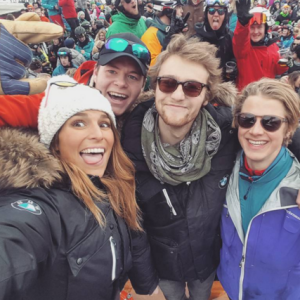Laury Thilleman se détend dans le branché bar-restaurant d'altitude, La Folie Douce. Janvier 2016.