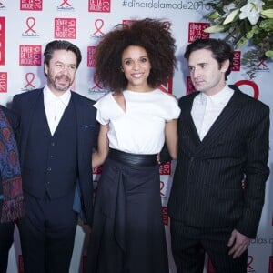 Dominique Besnehard, Thibault de Montalembert, Stéfi Celma, Nicolas Maury (les acteurs de la série "Dix pour cent") - Dîner de la mode 2016 pour le Sidaction au pavillon d'Armenonville à Paris, le 28 janvier 2016. © Olivier Borde/Bestimage