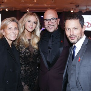 Claire Chazal, Pascal Obispo et sa compagne Julie Hantson et Marc-Olivier Fogiel - Dîner de la mode 2016 pour le Sidaction au pavillon d'Armenonville à Paris, le 28 janvier 2016. © Olivier Borde/Bestimage