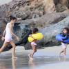Exclusif - Mariah Carey et ses enfants Monroe et Moroccan en vacances sur une plage de Saint-Barthélémy le 17 janvier 2016