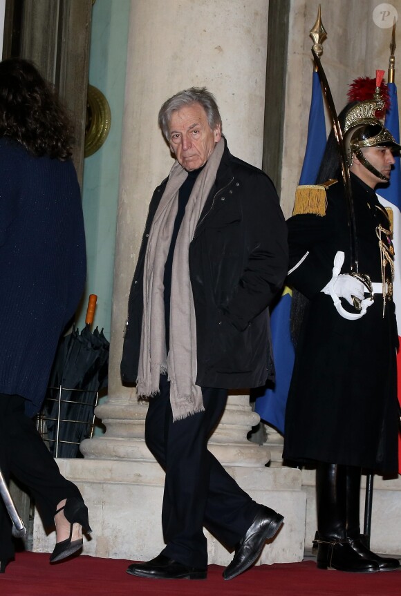 Le réalisateur Costa-Gavras au dîner d'état donné en l'honneur du président cubain Raul Castro au palais de l'Elysée à Paris, le 1er février 2016. ©Dominique Jacovides/Bestimage