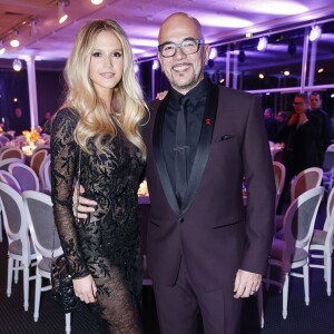 Pascal Obispo et sa femme Julie Hantson - Dîner de la mode 2016 pour le Sidaction au pavillon d'Armenonville à Paris, le 28 janvier 2016. ©Olivier Borde/Bestimage