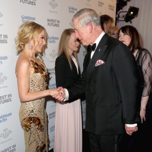 Kylie Minogue, le prince Charles, prince de Galles - Le prince Charles, prince de Galles assiste au dîner de gala "Prince's Trust Invest in Futures" à Londres le 4 février 2016.  Kylie Minogue and Prince Charles, Prince of Wales attend a pre-dinner reception for the Prince's Trust Invest in Futures Gala Dinner at The Old Billingsgate on February 4, 2016 in London, England. The dinner saw the financial community come together to raise vital funds for the youth charity which helps disadvantaged children turn their lives around04/02/2016 - Londres