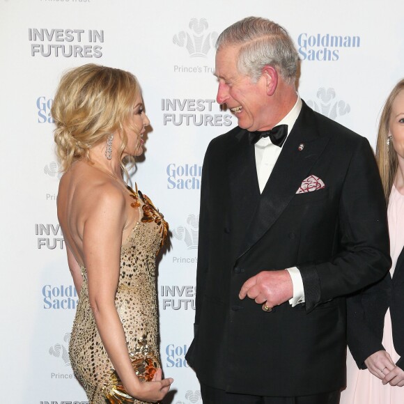 Kylie Minogue, le prince Charles, prince de Galles - Le prince Charles, prince de Galles assiste au dîner de gala "Prince's Trust Invest in Futures" à Londres le 4 février 2016.  Kylie Minogue and Prince Charles, Prince of Wales attend a pre-dinner reception for the Prince's Trust Invest in Futures Gala Dinner at The Old Billingsgate on February 4, 2016 in London, England. The dinner saw the financial community come together to raise vital funds for the youth charity which helps disadvantaged children turn their lives around04/02/2016 - Londres