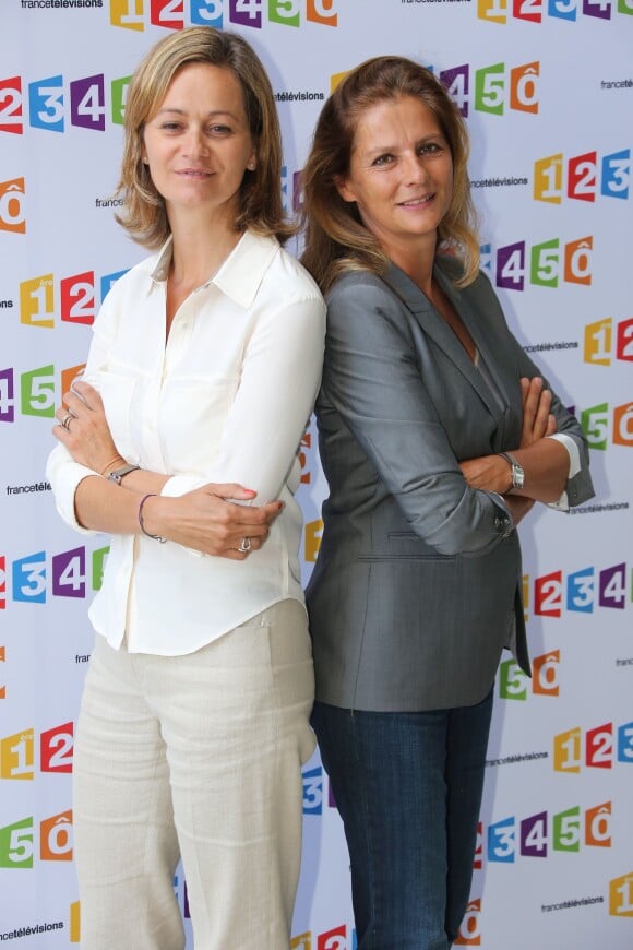 Guilaine Chenu et François Joly, le duo d'Envoyé Spécial en août 2012 à Paris lors de la conférence de rentrée de France Télévisions.