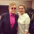 Louane Emera a rencontré Elton John après son concert à L'Olympia à Paris. Le 7 février 2016.