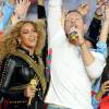 Beyoncé, Chris Martin de Coldplay et Bruno Mars font le show à la mi-temps du Super Bowl à Santa Clara le 7 février 2016.