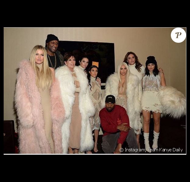 Lamar Odom avec Kanye West, Khloé, Kourtney et Kim Kardashian, Kris, Caitlyn, Kylie et Kendall Jenner - Photo publiée le 12 février 2016