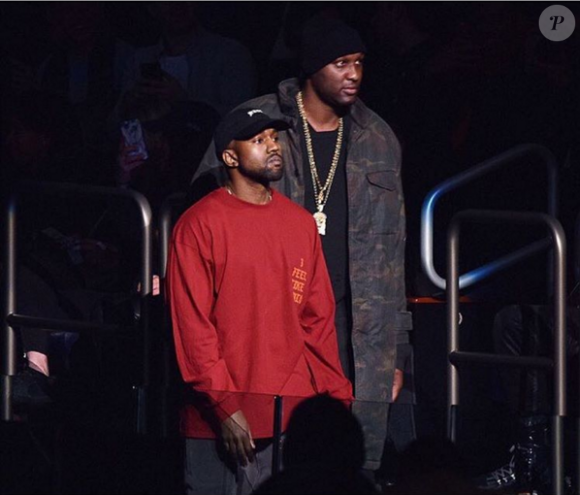 Lamar Odom fait son entrée avec Kanye West lors du défilé de ce dernier au Madison Square Garden de New York - Photo publiée le 12 février 2016