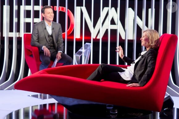 Exclusif - Enregistrement de l'émission Le Divan présentée par Marc-Olivier Fogiel avec Claire Chazal en invitée, le 23 mai 2015.