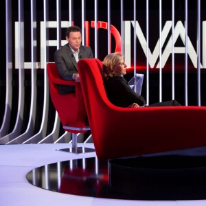 Exclusif - Enregistrement du programme Le Divan présentée par Marc-Olivier Fogiel avec Claire Chazal en invitée, le 23 mai 2015.