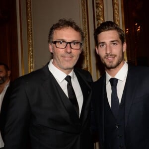 Exclusif - Laurent Blanc et Kevin Trapp lors de la cérémonie des "GQ Men of the year" au Shangri-La Hôtel à Paris, le 25 janvier 2016 © Rachid Bellak