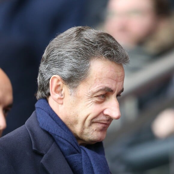 Nicolas Sarkozy assiste au match opposant PSG à Reims, lors de la 27e journée de Ligue 1 au Parc des Princes à Paris, le 20 février 2016.