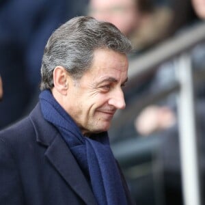 Nicolas Sarkozy assiste au match opposant PSG à Reims, lors de la 27e journée de Ligue 1 au Parc des Princes à Paris, le 20 février 2016.