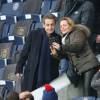 Nicolas Sarkozy rencontre une fan, au match opposant PSG à Reims, lors de la 27e journée de Ligue 1 au Parc des Princes à Paris, le 20 février 2016.