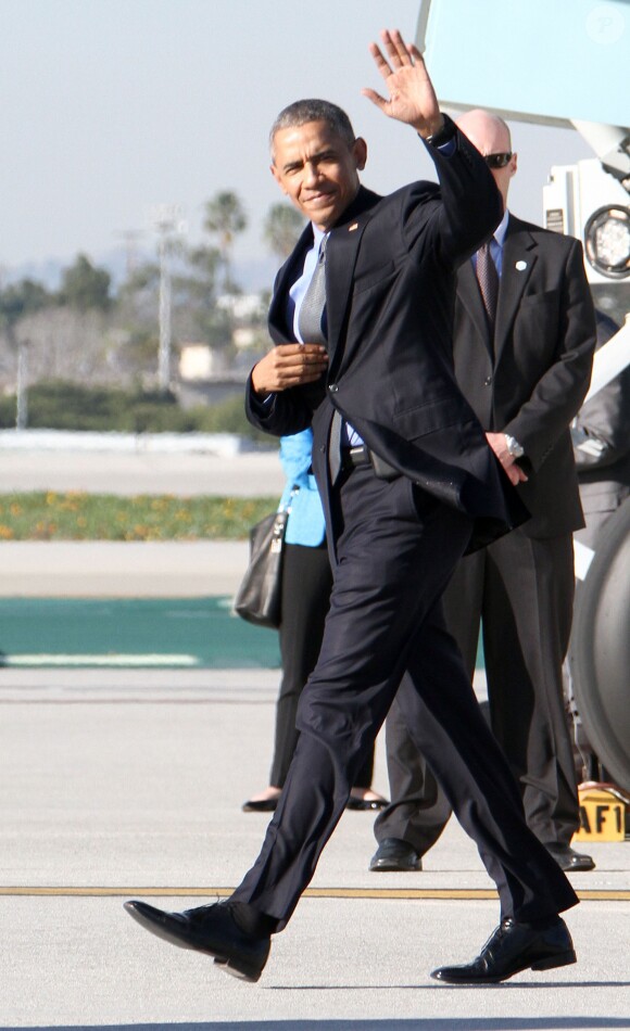 Le président Barack Obama arrive à Los Angeles le 11 février 2016.