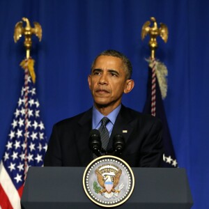 Le président américain Barack Obama lors d'une conférence de presse au siège de l'Organisation de coopération et de développement économiques (OCDE) à Paris, le 1er décembre 2015. © Dominique Jacovides/Bestimage