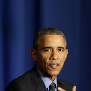 Le président américain Barack Obama lors d'une conférence de presse au siège de l'Organisation de coopération et de développement économiques (OCDE) à Paris, le 1er décembre 2015. © Dominique Jacovides/Bestimage US