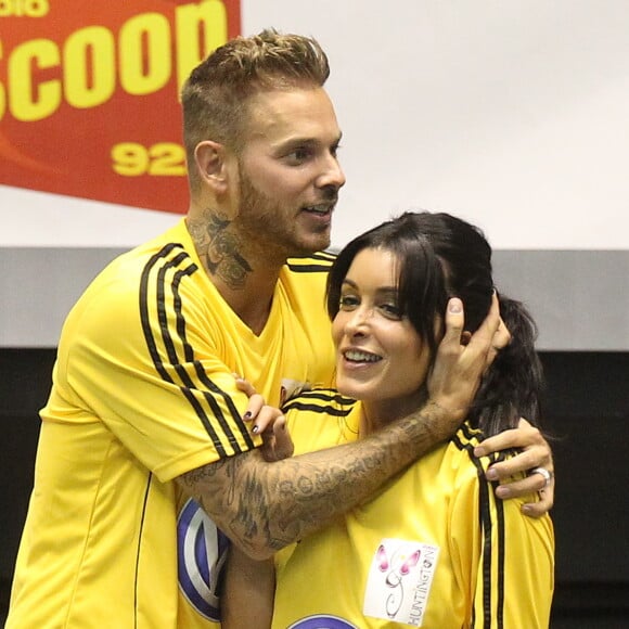 M. Pokora et Jenifer à Lyon, le 13 octobre 2012. 6e édition du foot-concert au profit de l'association Huntington Avenir qui lutte en faveur des malades et de leur famille.