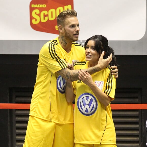 M. Pokora et Jenifer à Lyon, le 13 octobre 2012. 6e édition du foot-concert au profit de l'association Huntington Avenir qui lutte en faveur des malades et de leur famille.