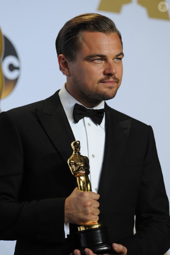 Leonardo DiCaprio (Oscar du meilleur acteur pour le film "The Revenant") - Press Room de la 88ème cérémonie des Oscars à Hollywood, le 28 février 2016.